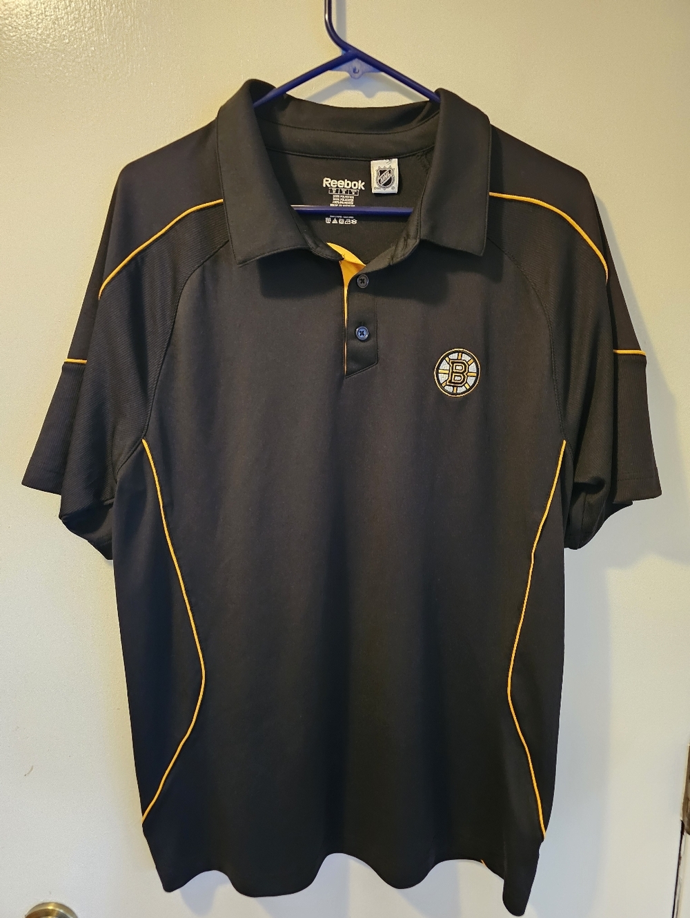 Reebok Boston Bruins Short Sleeve Polo Shirt Black Men's Size M